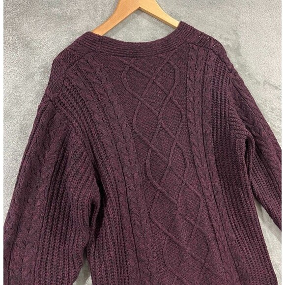 BloomChic Cable Knit Spacedye Pocket Button Front Cardigan Maroon Burgundy Sz 1X - Picture 10 of 10